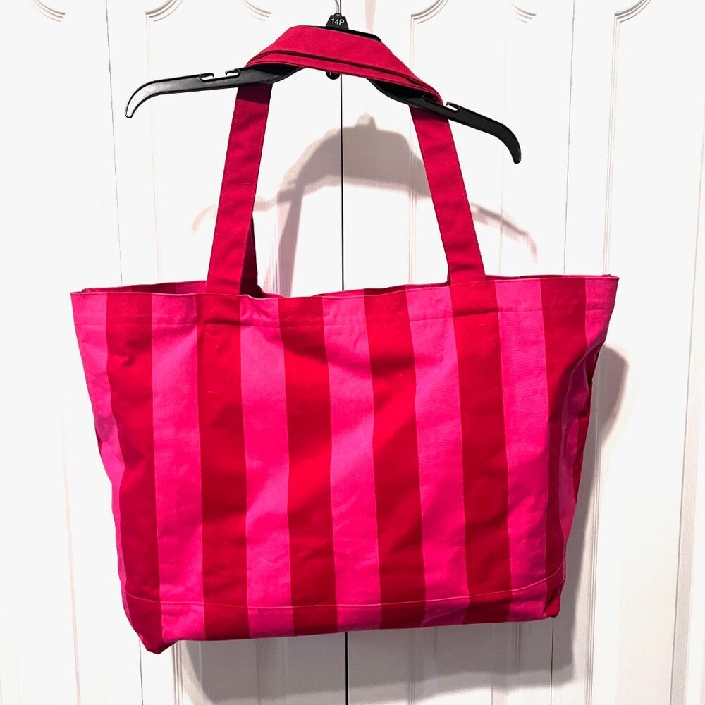 Victoria's Secret Iconic Pink/Red/Gold Striped Canvas Large Tote-Bonus Small One - Picture 5 of 16